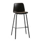 Faux Leather Dining Stools Armless Bucket Bar Stools with Footrest