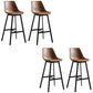 Faux Leather Dining Stools Armless Bucket Bar Stools with Footrest