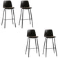 Faux Leather Dining Stools Armless Bucket Bar Stools with Footrest