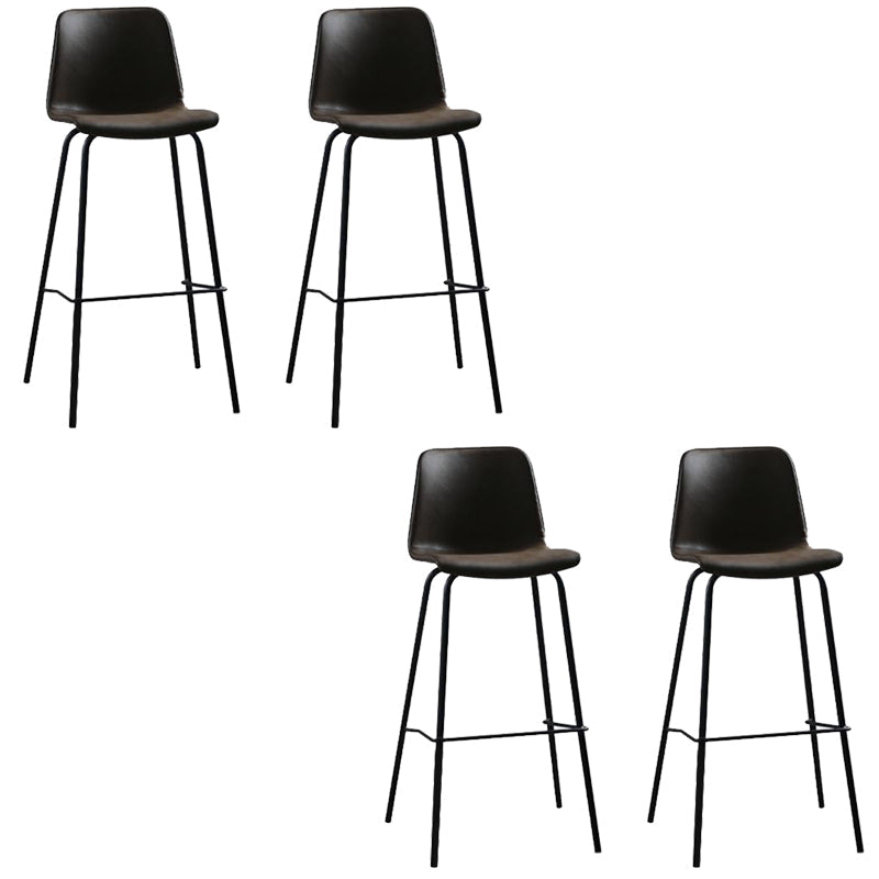 Faux Leather Dining Stools Armless Bucket Bar Stools with Footrest
