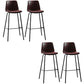 Faux Leather Dining Stools Armless Bucket Bar Stools with Footrest