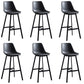 Faux Leather Dining Stools Armless Bucket Bar Stools with Footrest