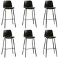 Faux Leather Dining Stools Armless Bucket Bar Stools with Footrest