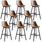 Faux Leather Dining Stools Armless Bucket Bar Stools with Footrest