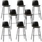 Faux Leather Dining Stools Armless Bucket Bar Stools with Footrest
