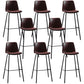 Faux Leather Dining Stools Armless Bucket Bar Stools with Footrest