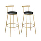 Taburetes de barra de barra baja contemporánea con patas de metal dorada