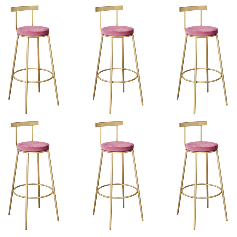 Taburetes de barra de barra baja contemporánea con patas de metal dorada