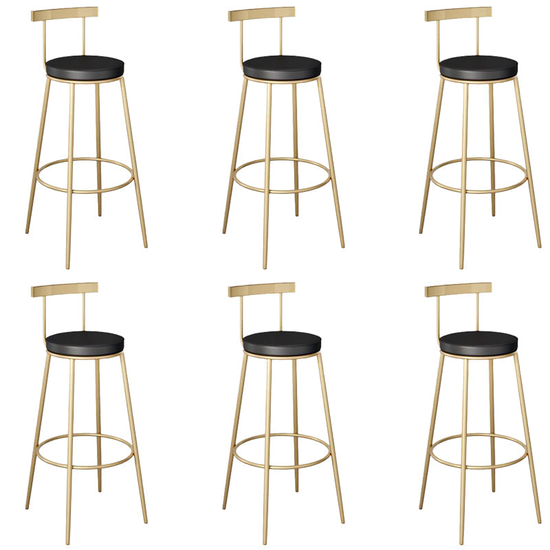 Taburetes de barra de barra baja contemporánea con patas de metal dorada