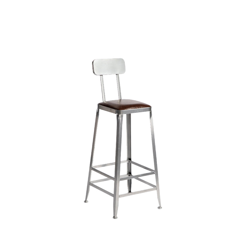 Faux Leather Dining Stools Armless Bar Stools with Metal Base With Back 1 Piece Bar Stool(30"H) Clearhalo 'Bar Furniture' 'Bar Stools' 'bar_stools' 'furn' 'furn_bar_stools' 'Furniture' 'Kitchen & Dining Furniture' 6664159