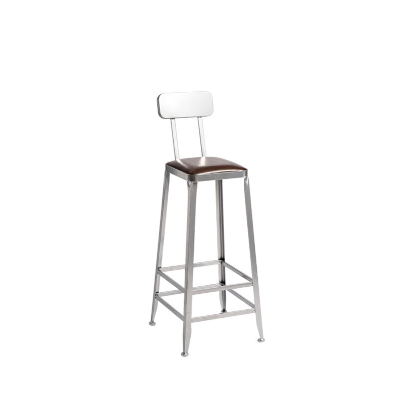 Faux Leather Dining Stools Armless Bar Stools with Metal Base With Back 1 Piece Bar Stool(31"H) Clearhalo 'Bar Furniture' 'Bar Stools' 'bar_stools' 'furn' 'furn_bar_stools' 'Furniture' 'Kitchen & Dining Furniture' 6664161