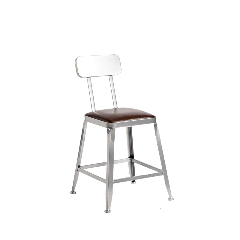 Faux Leather Dining Stools Armless Bar Stools with Metal Base With Back 1 Piece Short Stool(18"H) Clearhalo 'Bar Furniture' 'Bar Stools' 'bar_stools' 'furn' 'furn_bar_stools' 'Furniture' 'Kitchen & Dining Furniture' 6664165