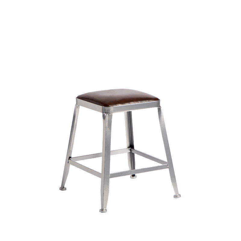 Faux Leather Dining Stools Armless Bar Stools with Metal Base Backless 1 Piece Short Stool(18"H) Clearhalo 'Bar Furniture' 'Bar Stools' 'bar_stools' 'furn' 'furn_bar_stools' 'Furniture' 'Kitchen & Dining Furniture' 6664169