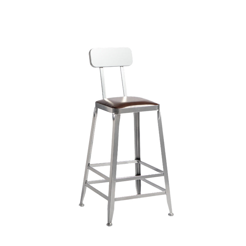 Faux Leather Dining Stools Armless Bar Stools with Metal Base With Back 1 Piece Counter Stool(26"H) Clearhalo 'Bar Furniture' 'Bar Stools' 'bar_stools' 'furn' 'furn_bar_stools' 'Furniture' 'Kitchen & Dining Furniture' 6664171