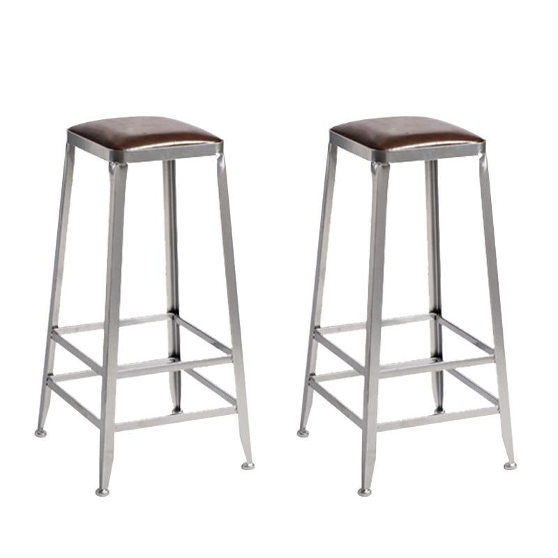 Faux Leather Dining Stools Armless Bar Stools with Metal Base Backless 2 Piece Set Bar Stool(31"H) Clearhalo 'Bar Furniture' 'Bar Stools' 'bar_stools' 'furn' 'furn_bar_stools' 'Furniture' 'Kitchen & Dining Furniture' 6664174