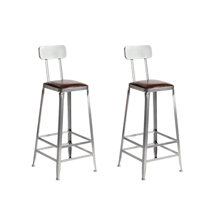 Faux Leather Dining Stools Armless Bar Stools with Metal Base With Back 2 Piece Set Bar Stool(30"H) Clearhalo 'Bar Furniture' 'Bar Stools' 'bar_stools' 'furn' 'furn_bar_stools' 'Furniture' 'Kitchen & Dining Furniture' 6664175