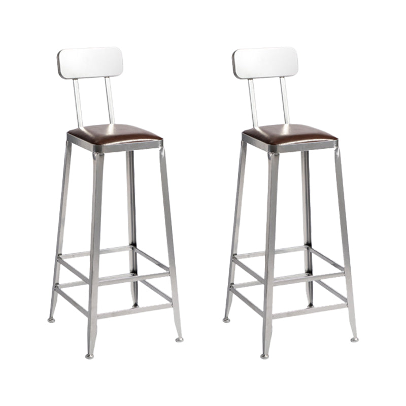 Faux Leather Dining Stools Armless Bar Stools with Metal Base With Back 2 Piece Set Bar Stool(31"H) Clearhalo 'Bar Furniture' 'Bar Stools' 'bar_stools' 'furn' 'furn_bar_stools' 'Furniture' 'Kitchen & Dining Furniture' 6664176