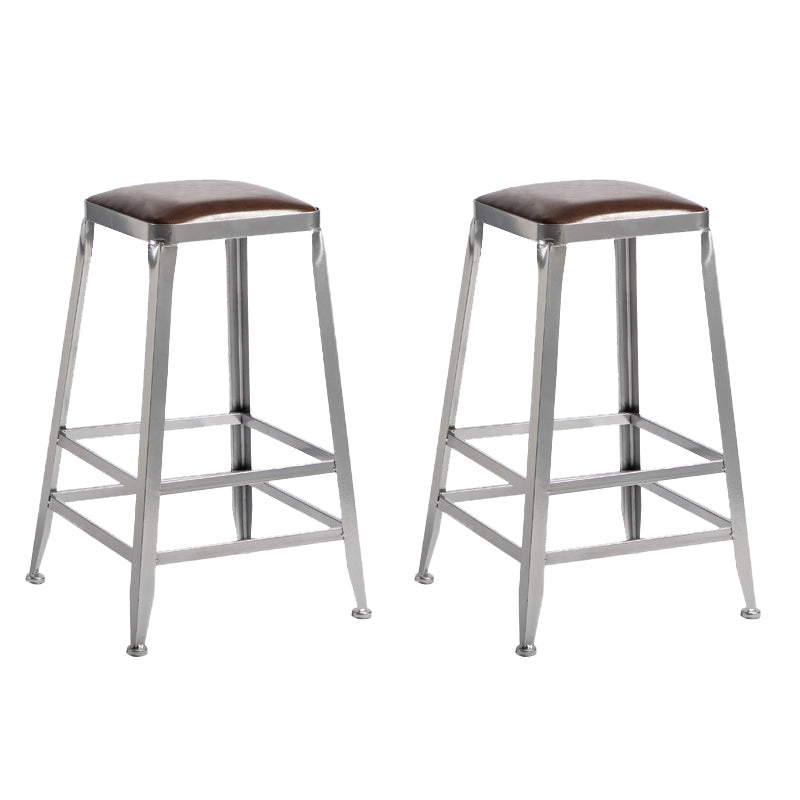 Faux Leather Dining Stools Armless Bar Stools with Metal Base Backless 2 Piece Set Counter Stool(26"H) Clearhalo 'Bar Furniture' 'Bar Stools' 'bar_stools' 'furn' 'furn_bar_stools' 'Furniture' 'Kitchen & Dining Furniture' 6664177