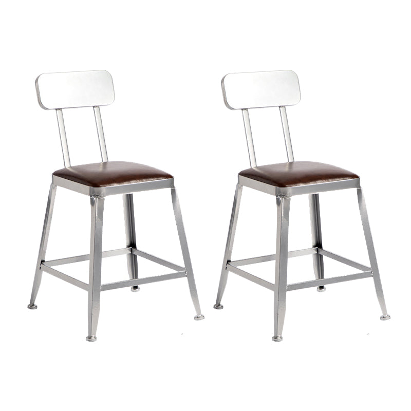 Faux Leather Dining Stools Armless Bar Stools with Metal Base With Back 2 Piece Set Short Stool(18"H) Clearhalo 'Bar Furniture' 'Bar Stools' 'bar_stools' 'furn' 'furn_bar_stools' 'Furniture' 'Kitchen & Dining Furniture' 6664178