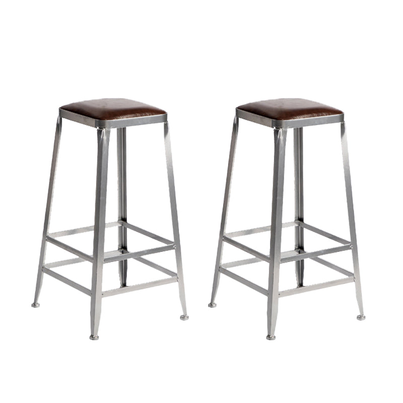 Faux Leather Dining Stools Armless Bar Stools with Metal Base Backless 2 Piece Set Bar Stool(30"H) Clearhalo 'Bar Furniture' 'Bar Stools' 'bar_stools' 'furn' 'furn_bar_stools' 'Furniture' 'Kitchen & Dining Furniture' 6664179