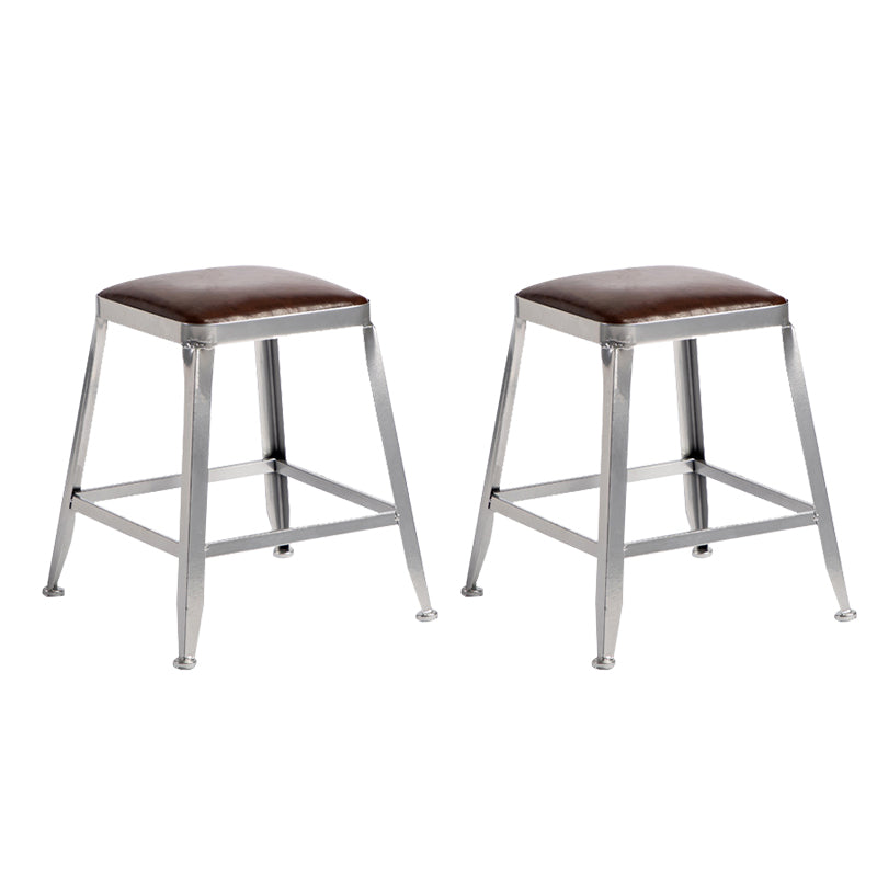 Faux Leather Dining Stools Armless Bar Stools with Metal Base Backless 2 Piece Set Short Stool(18"H) Clearhalo 'Bar Furniture' 'Bar Stools' 'bar_stools' 'furn' 'furn_bar_stools' 'Furniture' 'Kitchen & Dining Furniture' 6664180