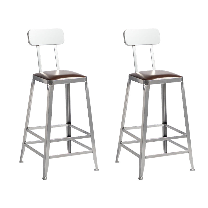 Faux Leather Dining Stools Armless Bar Stools with Metal Base With Back 2 Piece Set Counter Stool(26"H) Clearhalo 'Bar Furniture' 'Bar Stools' 'bar_stools' 'furn' 'furn_bar_stools' 'Furniture' 'Kitchen & Dining Furniture' 6664181