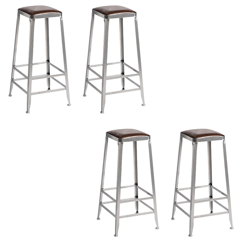 Faux Leather Dining Stools Armless Bar Stools with Metal Base Backless 4 Piece Set Bar Stool(31"H) Clearhalo 'Bar Furniture' 'Bar Stools' 'bar_stools' 'furn' 'furn_bar_stools' 'Furniture' 'Kitchen & Dining Furniture' 6664182