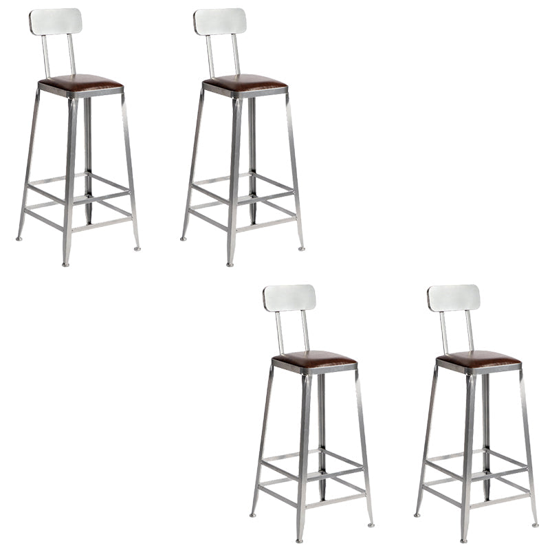 Faux Leather Dining Stools Armless Bar Stools with Metal Base With Back 4 Piece Set Bar Stool(30"H) Clearhalo 'Bar Furniture' 'Bar Stools' 'bar_stools' 'furn' 'furn_bar_stools' 'Furniture' 'Kitchen & Dining Furniture' 6664183