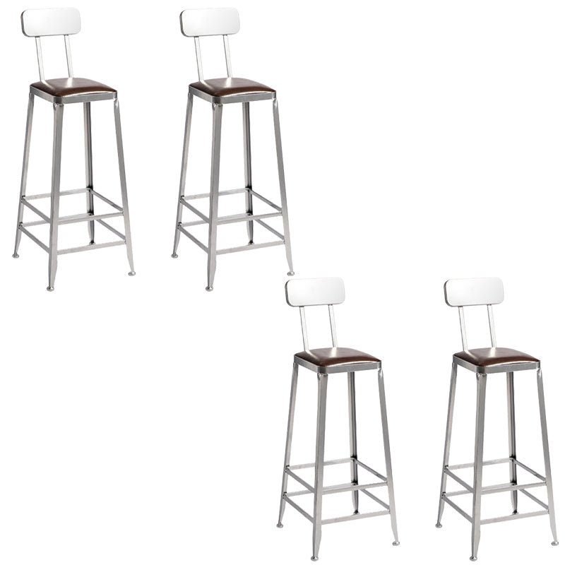 Faux Leather Dining Stools Armless Bar Stools with Metal Base With Back 4 Piece Set Bar Stool(31"H) Clearhalo 'Bar Furniture' 'Bar Stools' 'bar_stools' 'furn' 'furn_bar_stools' 'Furniture' 'Kitchen & Dining Furniture' 6664184