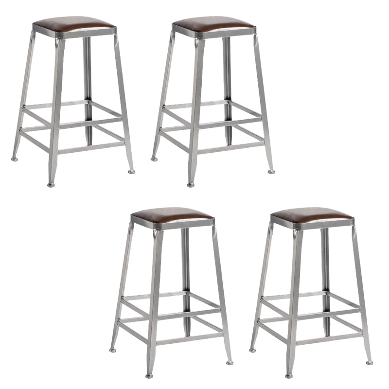 Faux Leather Dining Stools Armless Bar Stools with Metal Base Backless 4 Piece Set Counter Stool(26"H) Clearhalo 'Bar Furniture' 'Bar Stools' 'bar_stools' 'furn' 'furn_bar_stools' 'Furniture' 'Kitchen & Dining Furniture' 6664185