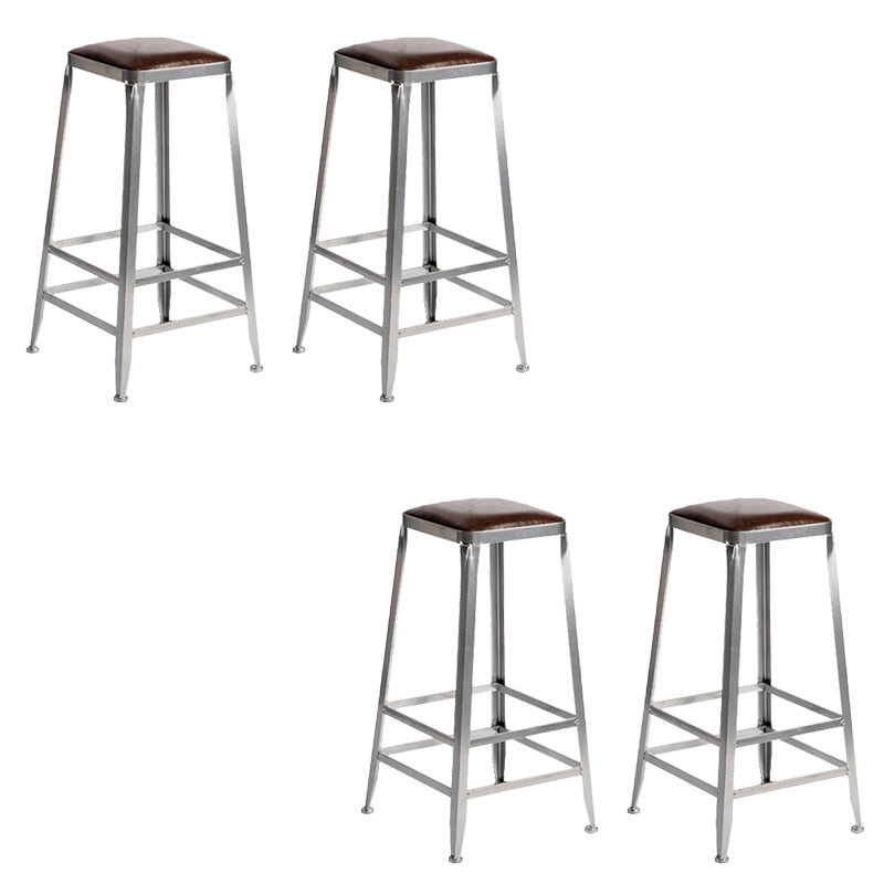 Faux Leather Dining Stools Armless Bar Stools with Metal Base Backless 4 Piece Set Bar Stool(30"H) Clearhalo 'Bar Furniture' 'Bar Stools' 'bar_stools' 'furn' 'furn_bar_stools' 'Furniture' 'Kitchen & Dining Furniture' 6664187