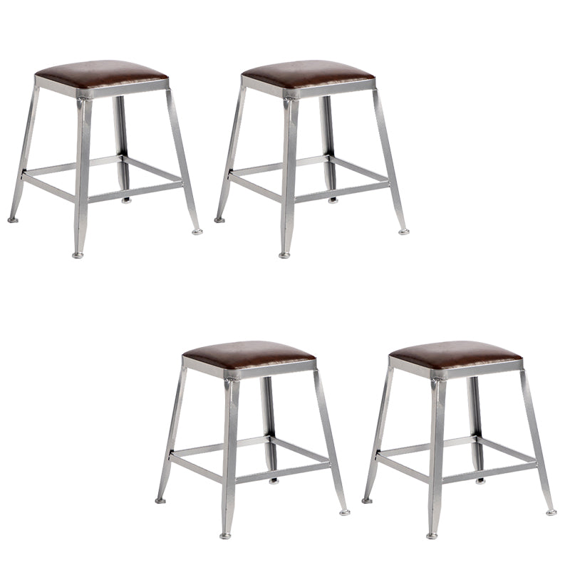 Faux Leather Dining Stools Armless Bar Stools with Metal Base Backless 4 Piece Set Short Stool(18"H) Clearhalo 'Bar Furniture' 'Bar Stools' 'bar_stools' 'furn' 'furn_bar_stools' 'Furniture' 'Kitchen & Dining Furniture' 6664188