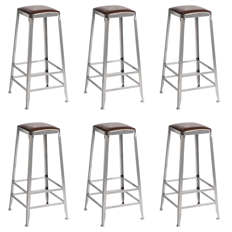 Faux Leather Dining Stools Armless Bar Stools with Metal Base Backless 6 Piece Set Bar Stool(31"H) Clearhalo 'Bar Furniture' 'Bar Stools' 'bar_stools' 'furn' 'furn_bar_stools' 'Furniture' 'Kitchen & Dining Furniture' 6664190