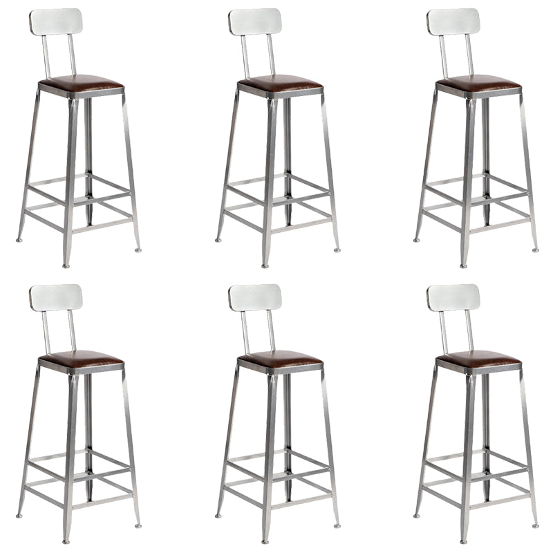 Faux Leather Dining Stools Armless Bar Stools with Metal Base With Back 6 Piece Set Bar Stool(30"H) Clearhalo 'Bar Furniture' 'Bar Stools' 'bar_stools' 'furn' 'furn_bar_stools' 'Furniture' 'Kitchen & Dining Furniture' 6664191