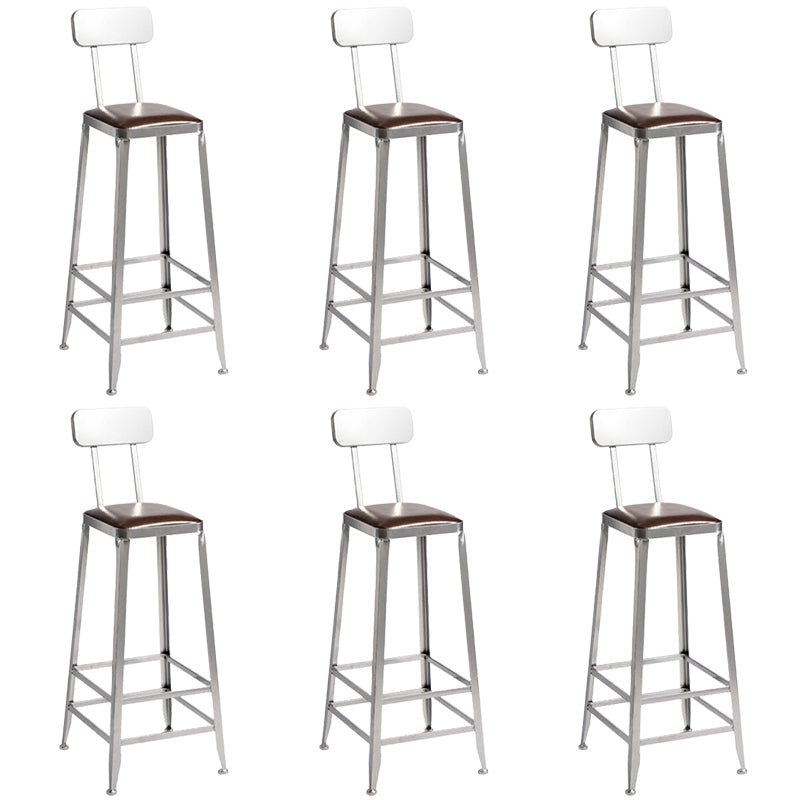 Faux Leather Dining Stools Armless Bar Stools with Metal Base With Back 6 Piece Set Bar Stool(31"H) Clearhalo 'Bar Furniture' 'Bar Stools' 'bar_stools' 'furn' 'furn_bar_stools' 'Furniture' 'Kitchen & Dining Furniture' 6664192