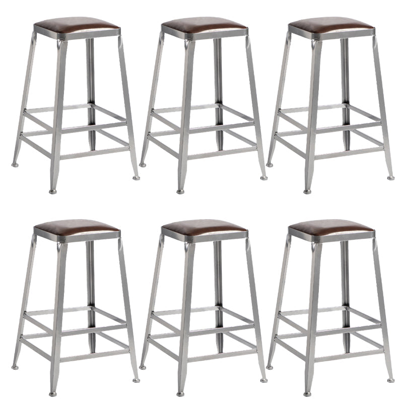 Faux Leather Dining Stools Armless Bar Stools with Metal Base Backless 6 Piece Set Counter Stool(26"H) Clearhalo 'Bar Furniture' 'Bar Stools' 'bar_stools' 'furn' 'furn_bar_stools' 'Furniture' 'Kitchen & Dining Furniture' 6664193