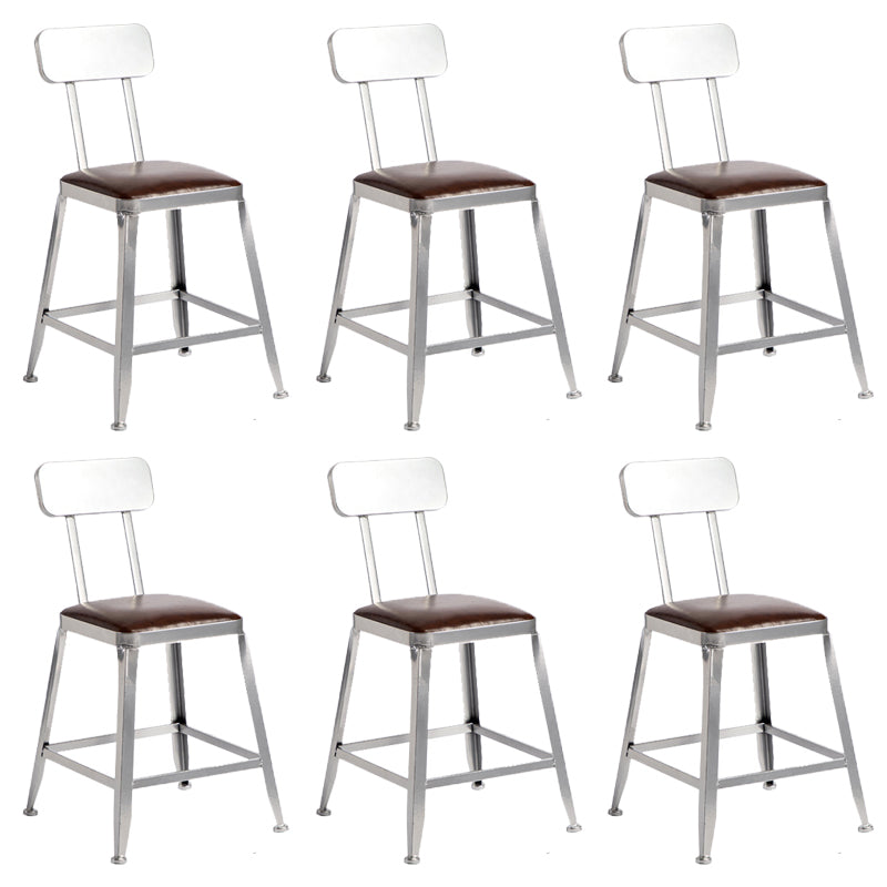Faux Leather Dining Stools Armless Bar Stools with Metal Base With Back 6 Piece Set Short Stool(18"H) Clearhalo 'Bar Furniture' 'Bar Stools' 'bar_stools' 'furn' 'furn_bar_stools' 'Furniture' 'Kitchen & Dining Furniture' 6664194