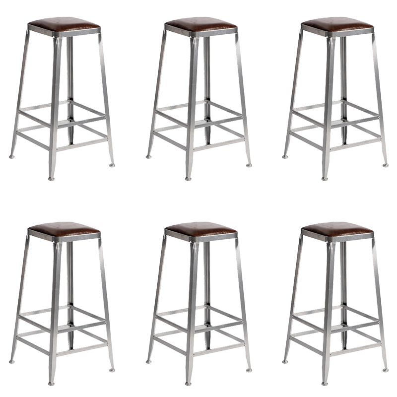 Faux Leather Dining Stools Armless Bar Stools with Metal Base Backless 6 Piece Set Bar Stool(30"H) Clearhalo 'Bar Furniture' 'Bar Stools' 'bar_stools' 'furn' 'furn_bar_stools' 'Furniture' 'Kitchen & Dining Furniture' 6664195