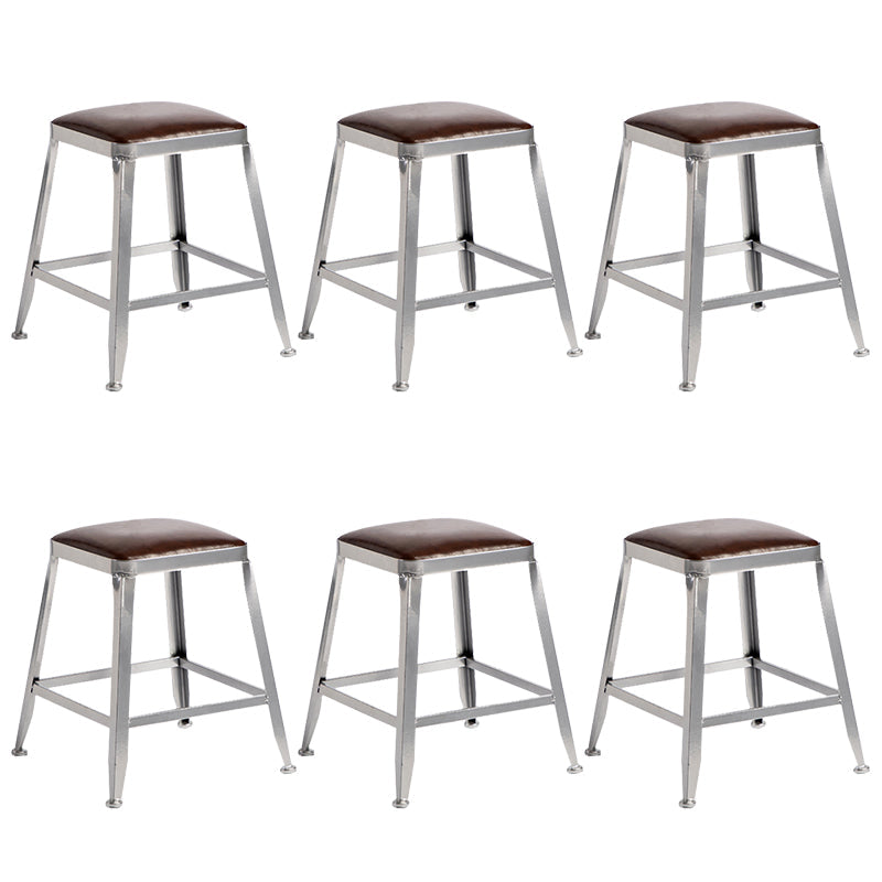Faux Leather Dining Stools Armless Bar Stools with Metal Base Backless 6 Piece Set Short Stool(18"H) Clearhalo 'Bar Furniture' 'Bar Stools' 'bar_stools' 'furn' 'furn_bar_stools' 'Furniture' 'Kitchen & Dining Furniture' 6664196