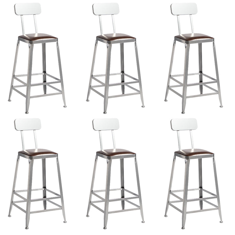 Faux Leather Dining Stools Armless Bar Stools with Metal Base With Back 6 Piece Set Counter Stool(26"H) Clearhalo 'Bar Furniture' 'Bar Stools' 'bar_stools' 'furn' 'furn_bar_stools' 'Furniture' 'Kitchen & Dining Furniture' 6664197