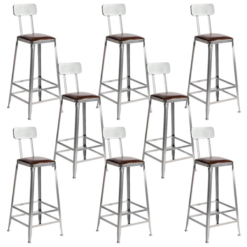Faux Leather Dining Stools Armless Bar Stools with Metal Base With Back 8 Piece Set Bar Stool(30"H) Clearhalo 'Bar Furniture' 'Bar Stools' 'bar_stools' 'furn' 'furn_bar_stools' 'Furniture' 'Kitchen & Dining Furniture' 6664199