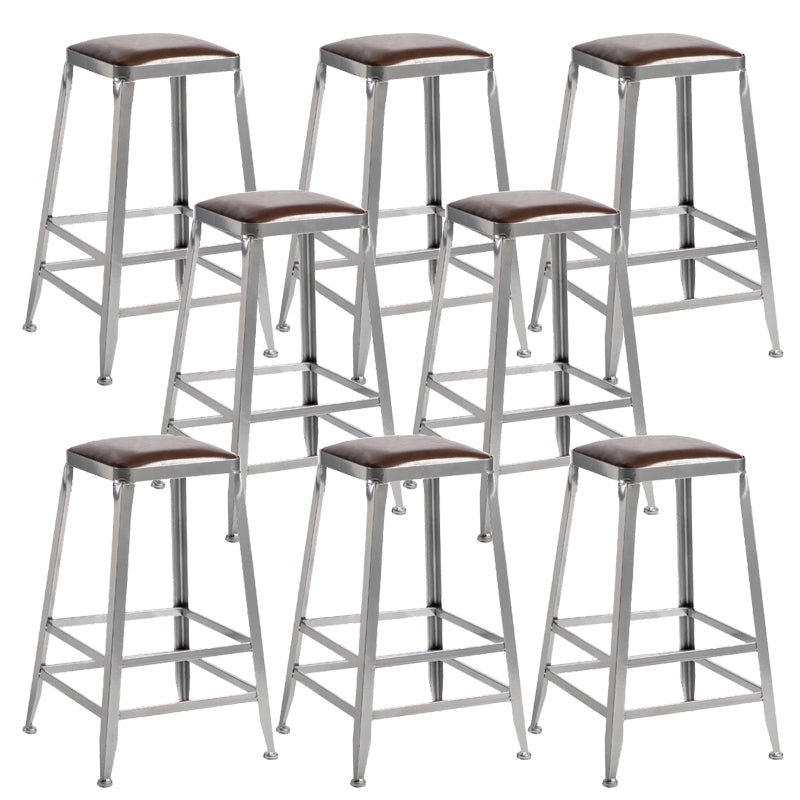 Faux Leather Dining Stools Armless Bar Stools with Metal Base Backless 8 Piece Set Counter Stool(26"H) Clearhalo 'Bar Furniture' 'Bar Stools' 'bar_stools' 'furn' 'furn_bar_stools' 'Furniture' 'Kitchen & Dining Furniture' 6664201