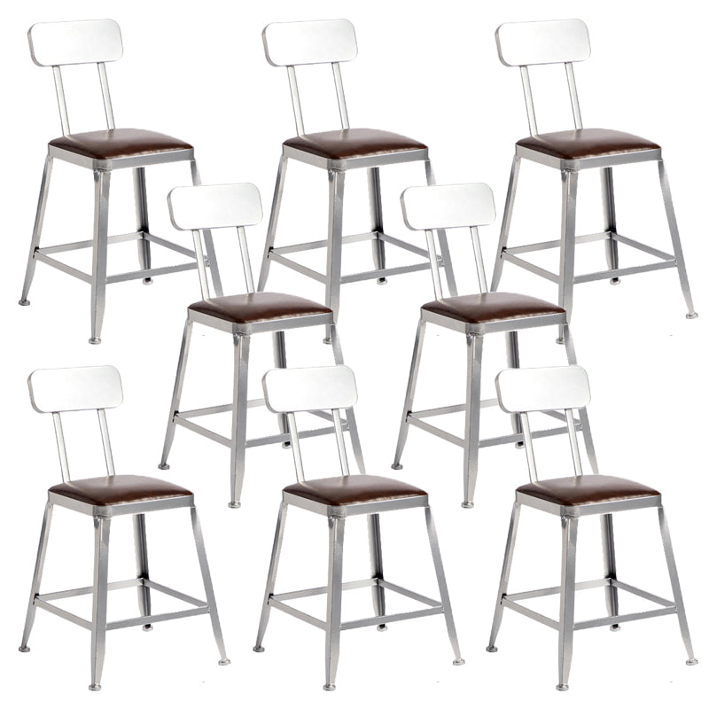 Faux Leather Dining Stools Armless Bar Stools with Metal Base With Back 8 Piece Set Short Stool(18"H) Clearhalo 'Bar Furniture' 'Bar Stools' 'bar_stools' 'furn' 'furn_bar_stools' 'Furniture' 'Kitchen & Dining Furniture' 6664202