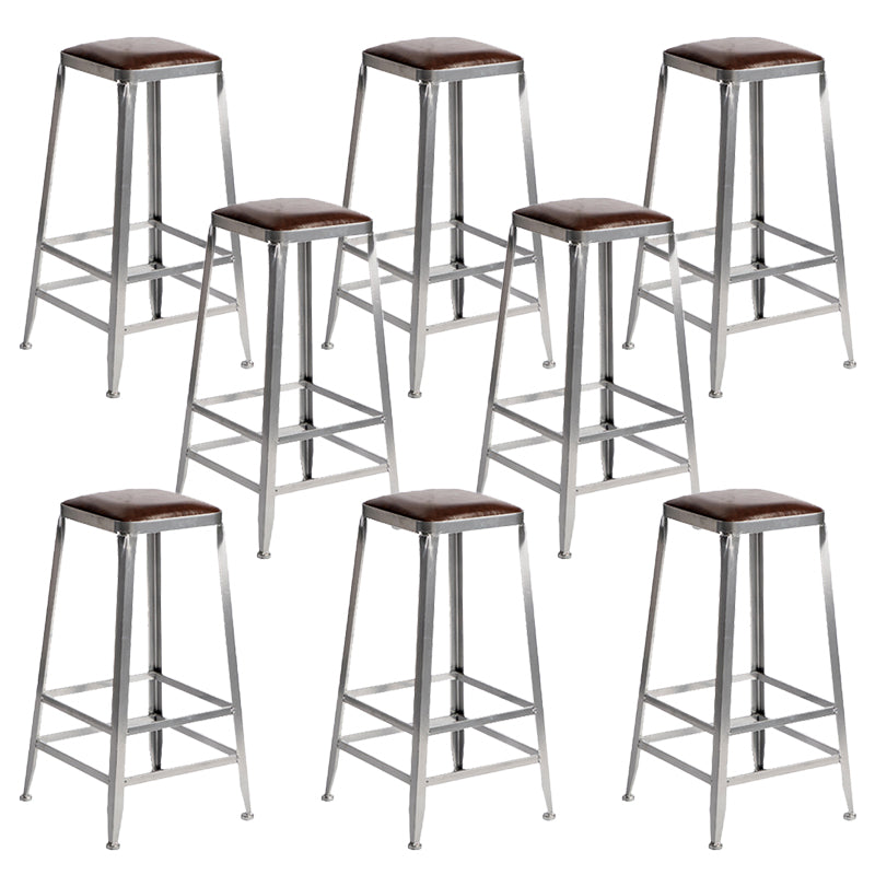 Faux Leather Dining Stools Armless Bar Stools with Metal Base Backless 8 Piece Set Bar Stool(30"H) Clearhalo 'Bar Furniture' 'Bar Stools' 'bar_stools' 'furn' 'furn_bar_stools' 'Furniture' 'Kitchen & Dining Furniture' 6664203
