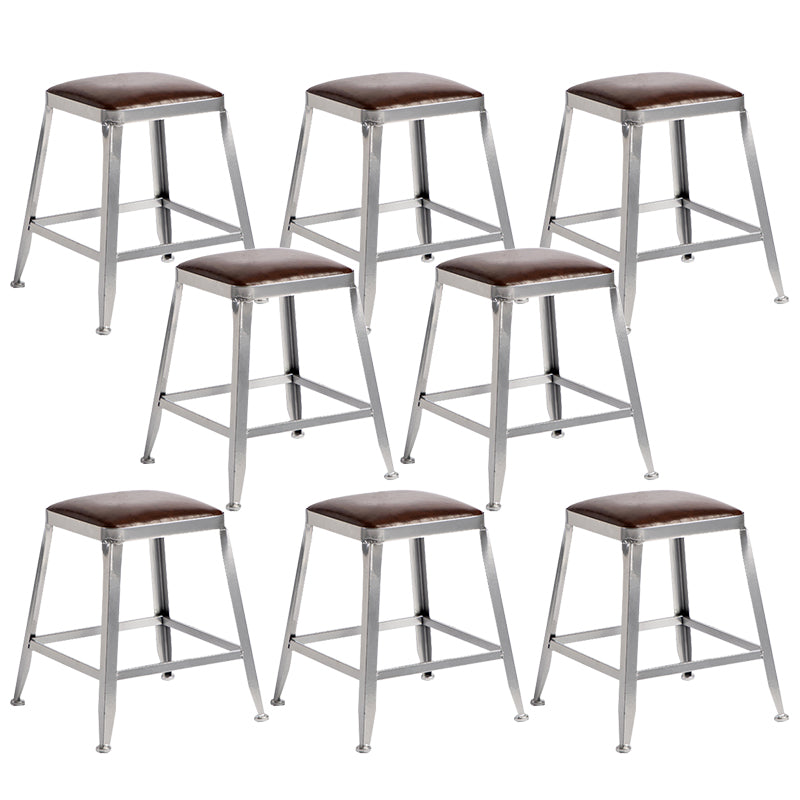 Faux Leather Dining Stools Armless Bar Stools with Metal Base Backless 8 Piece Set Short Stool(18"H) Clearhalo 'Bar Furniture' 'Bar Stools' 'bar_stools' 'furn' 'furn_bar_stools' 'Furniture' 'Kitchen & Dining Furniture' 6664204