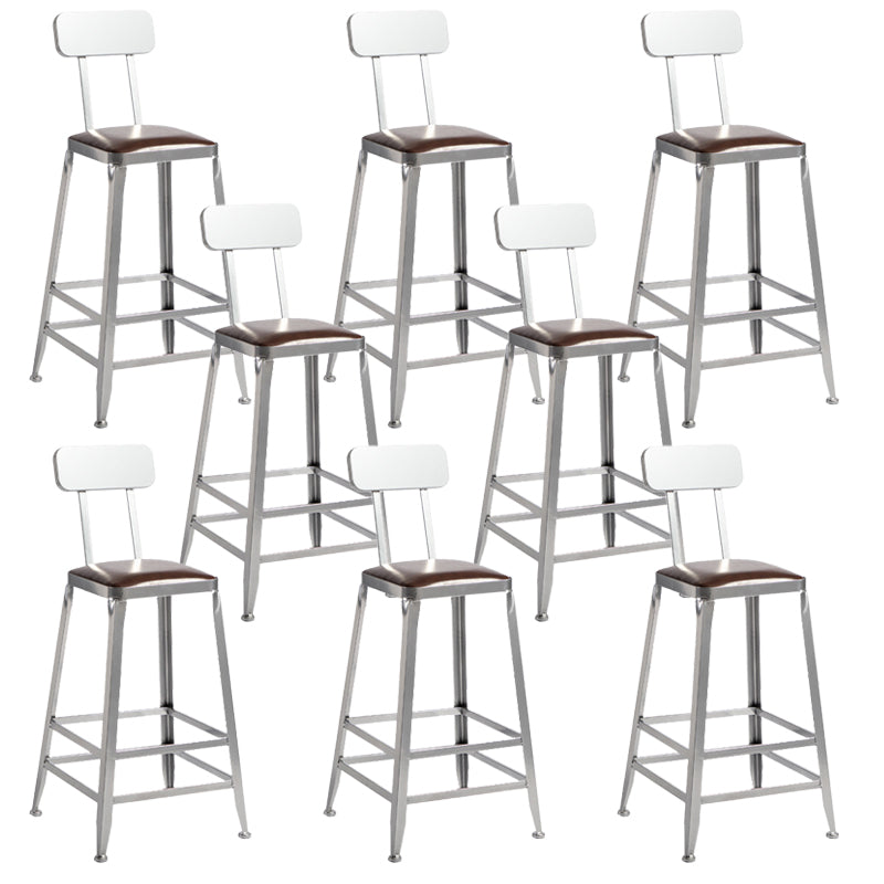 Faux Leather Dining Stools Armless Bar Stools with Metal Base With Back 8 Piece Set Counter Stool(26"H) Clearhalo 'Bar Furniture' 'Bar Stools' 'bar_stools' 'furn' 'furn_bar_stools' 'Furniture' 'Kitchen & Dining Furniture' 6664205