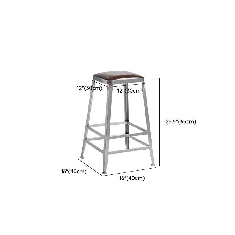 Faux Leather Dining Stools Armless Bar Stools with Metal Base Clearhalo 'Bar Furniture' 'Bar Stools' 'bar_stools' 'furn' 'furn_bar_stools' 'Furniture' 'Kitchen & Dining Furniture' 6664209