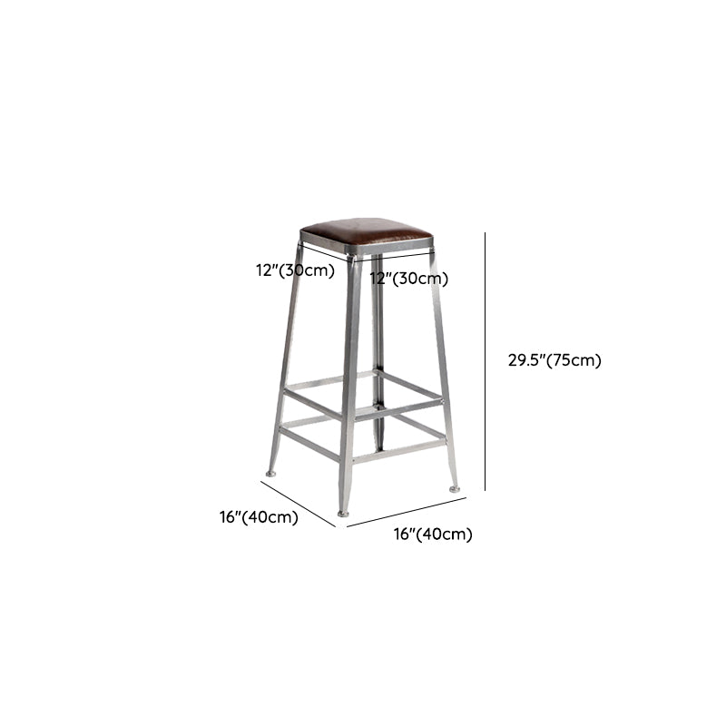 Faux Leather Dining Stools Armless Bar Stools with Metal Base Clearhalo 'Bar Furniture' 'Bar Stools' 'bar_stools' 'furn' 'furn_bar_stools' 'Furniture' 'Kitchen & Dining Furniture' 6664211