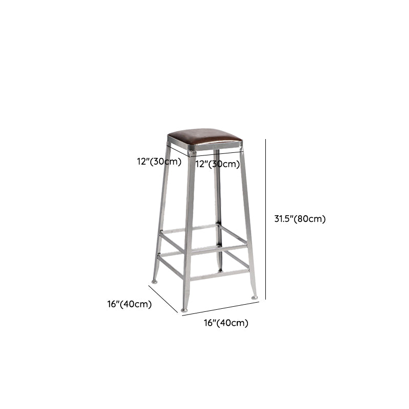 Faux Leather Dining Stools Armless Bar Stools with Metal Base Clearhalo 'Bar Furniture' 'Bar Stools' 'bar_stools' 'furn' 'furn_bar_stools' 'Furniture' 'Kitchen & Dining Furniture' 6664213