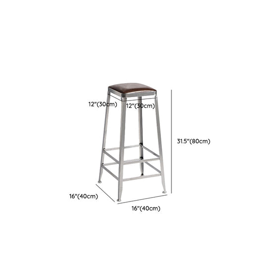 Faux Leather Dining Stools Armless Bar Stools with Metal Base Clearhalo 'Bar Furniture' 'Bar Stools' 'bar_stools' 'furn' 'furn_bar_stools' 'Furniture' 'Kitchen & Dining Furniture' 6664213